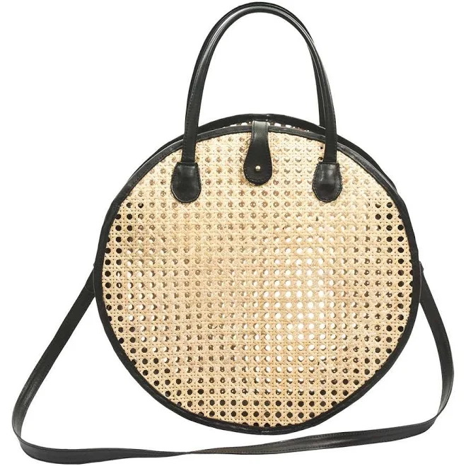 bag Artisan & Company Round Rattan Leather Crossbody Bag Garmentory $110