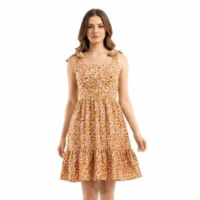 dress Artyska Women's Floral Tie-Strap Tiered Mini Dress with Smocked Back Target $40.99