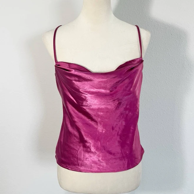 top Astr The Label Sleeveless Satin Cowl Neck Cami Top Camisole Fuchsia eBay - shoptessabrooke $14.9