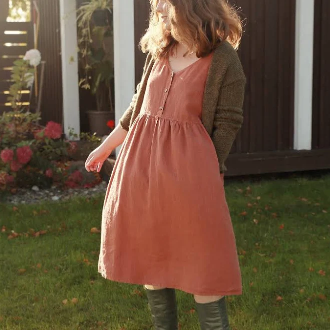 dress Aura Sleeveless Linen Midi Dress with Pockets Etsy - Seller $137.15