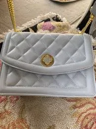 bag Baby Blue Vegan Leather Quilted Small Flap Crossbody Purse Gold Chain & Lock NEW eBay $25.8