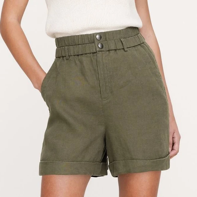 matching set Banana Republic Women's 3.5" Linen Double-Waistband Shorts Banana Republic $90