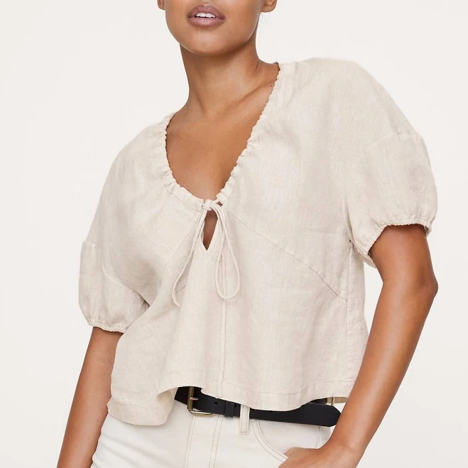 top Banana Republic Women's Linen Tie-Front V-Neck Top Banana Republic $54.99