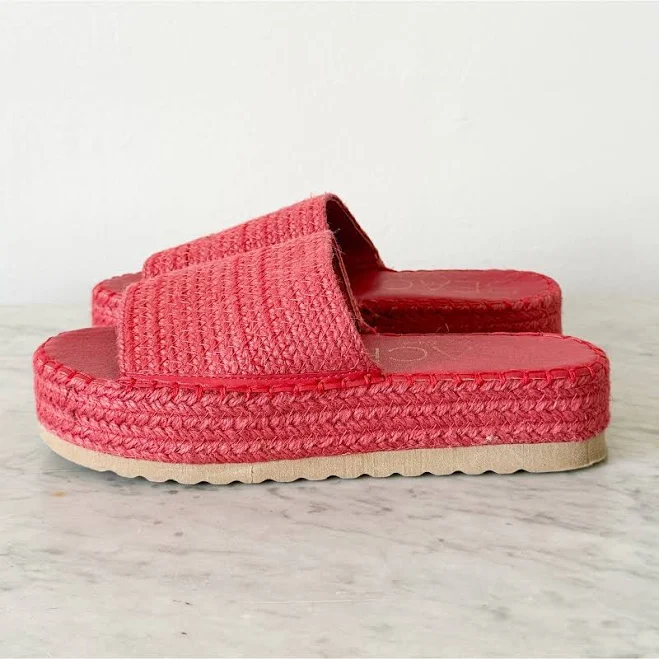 shoes Beach By Matisse Del Mar Red Woven Espadrille Platform Slide Sandals eBay $24