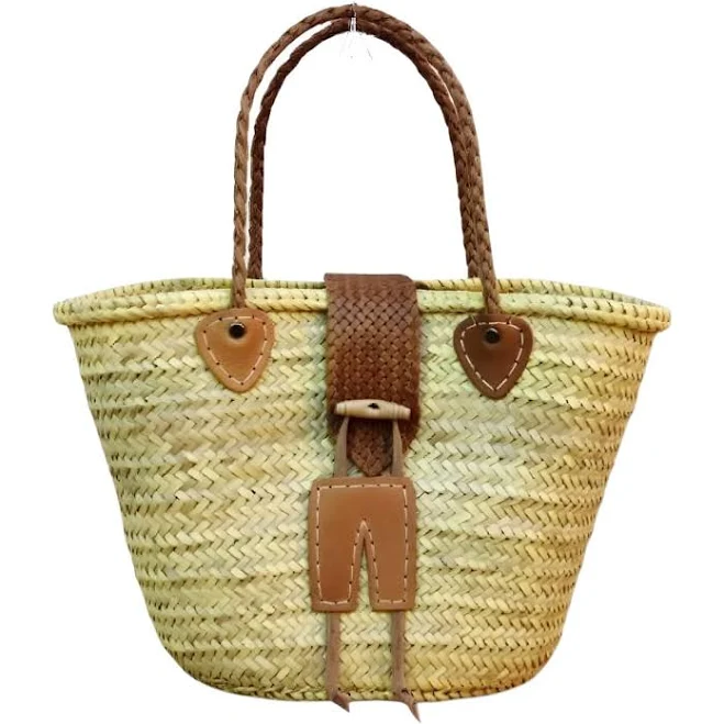 bag Beach Market Handwoven Leather-Trimmed Straw Tote Bag Marrakeche Crafts $89
