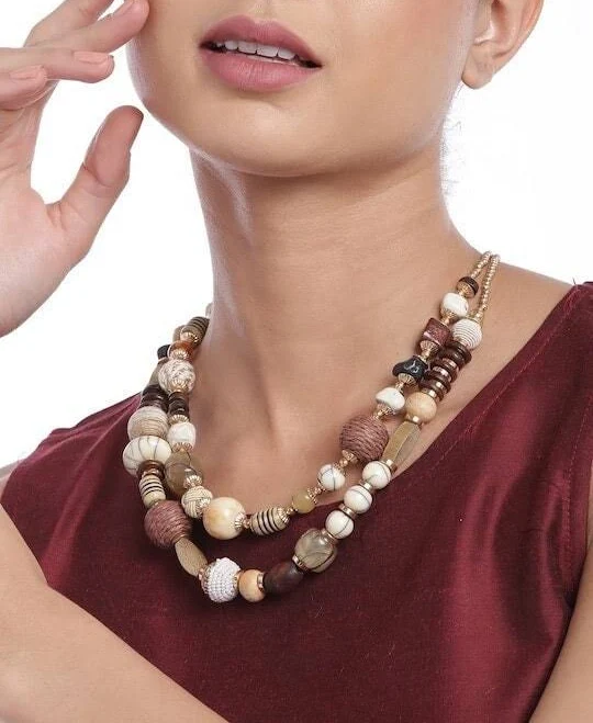 accessory Beach Stone Beaded Statement Necklace VitansEthnics $35