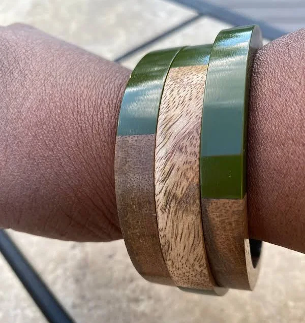 accessory Beauty Swag Stacked Wood Resin Bangle Bracelets Etsy - ShopGraceandGraceful $22.99