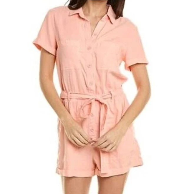 romper Bella Dahl Utility Rolled Hem Romper Peachy Sunset Coral W/ Belt Large eBay - afterhisownheart $48