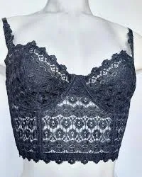 crop top Black crocheted lace bralette sleeveless crop top Etsy $19