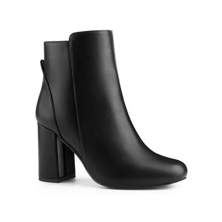 shoes Blissful Step Women's Chunky Heel Round Toe Faux Leather Ankle Boots Walmart - Tasharina Corp $46.49