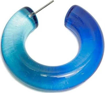 accessory Blue Acrylic Hoop Earring - Blue Acrylic Hoop Earring - Stainless Steel Stud - Chunky Acrylic Hoop - Transparent Hoop - 40x39x9mm - AC2637A Etsy - DOMEDBAZAAR $2.11