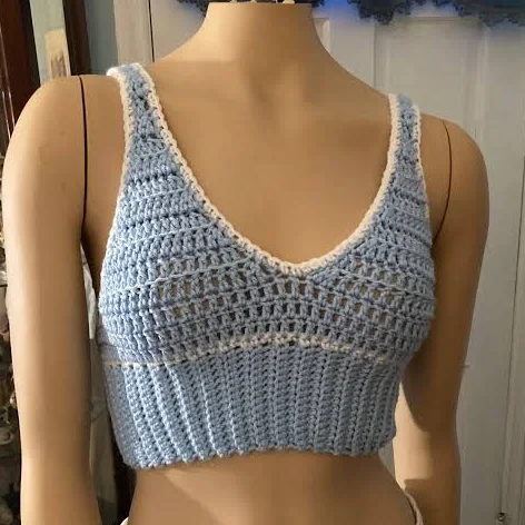 crop top Blue Skies Classic Crochet Crop Top Etsy - Seller $20