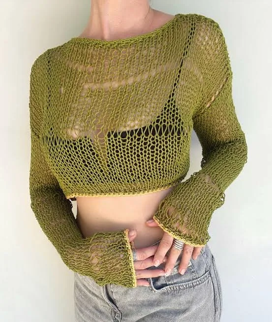 crop top Boho Handmade Crochet Cotton Mesh Top Etsy - Seller $54