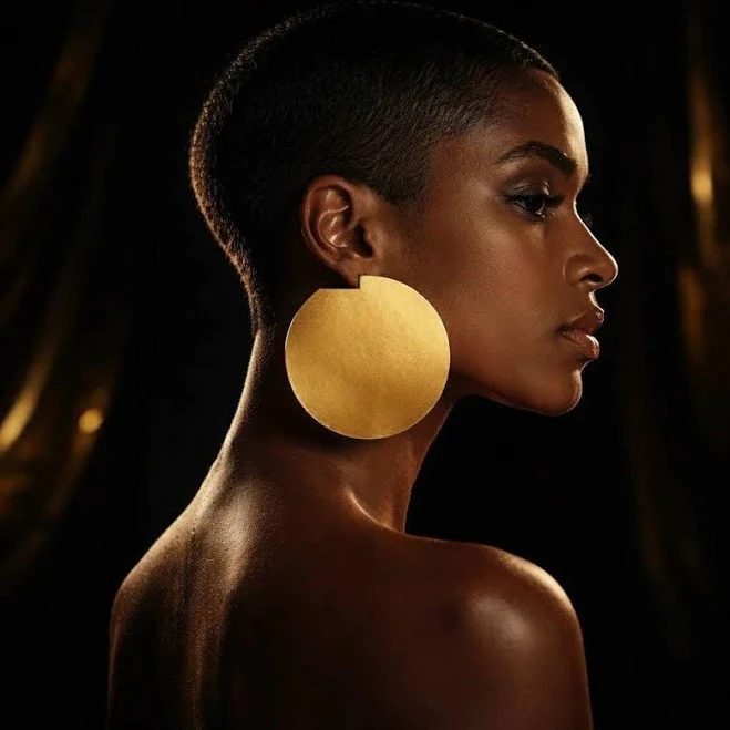 accessory Bold 24K Gold Plated Statement Hoops, Large Elegant Disc Earrings, High-End Modern Jewelry Gift for Her, Runway Inspired Geometric Hoops Etsy - LakaLuka $81.98
