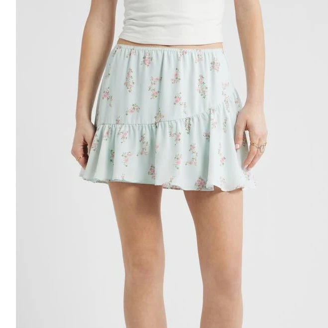 skirt BP. Chiffon Miniskirt in Green C-Pink Selina Floral at Nordstrom, Size Small Nordstrom $49.5