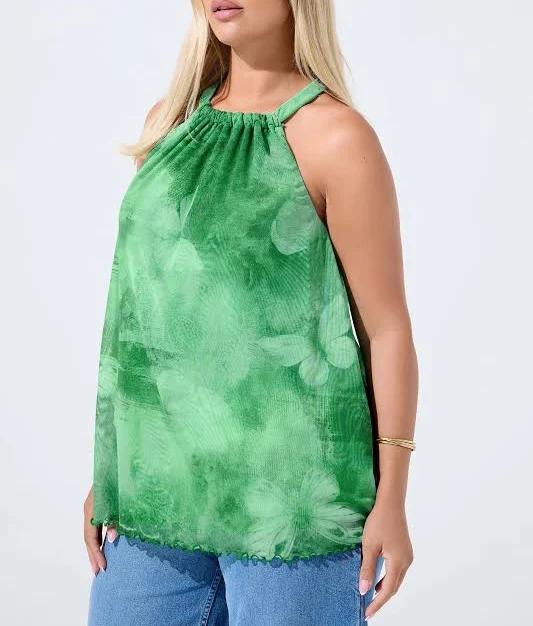 top Butterfly Print Halter Neck Top Yours Clothing United States $29