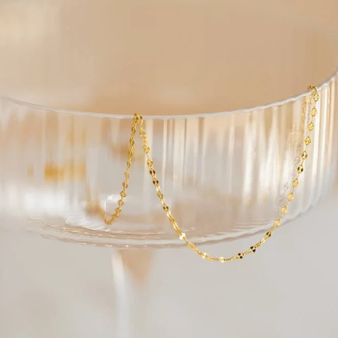 accessory Caitlyn Minimalist Dainty Oval Mirror Chain Necklace in 18K Gold Caitlyn Minimalist $37