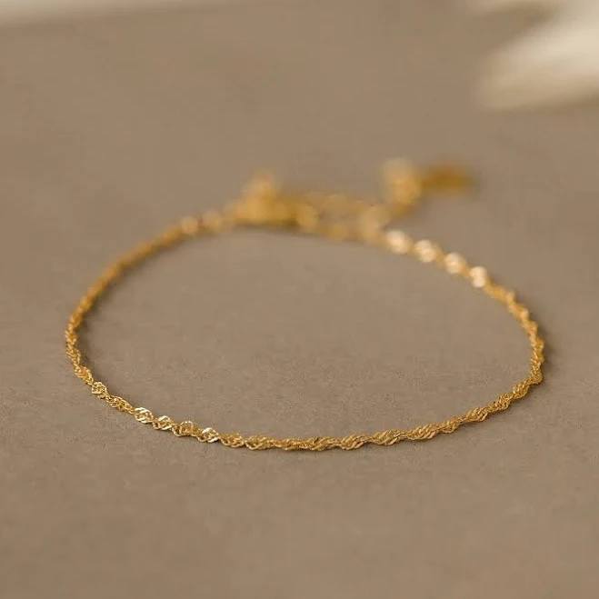 accessory Caitlyn Minimalist Dainty Singapore Twist Chain Bracelet Caitlyn Minimalist $34