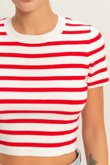 t-shirt Camille Fitted Striped Crop Top AndyLiz $28