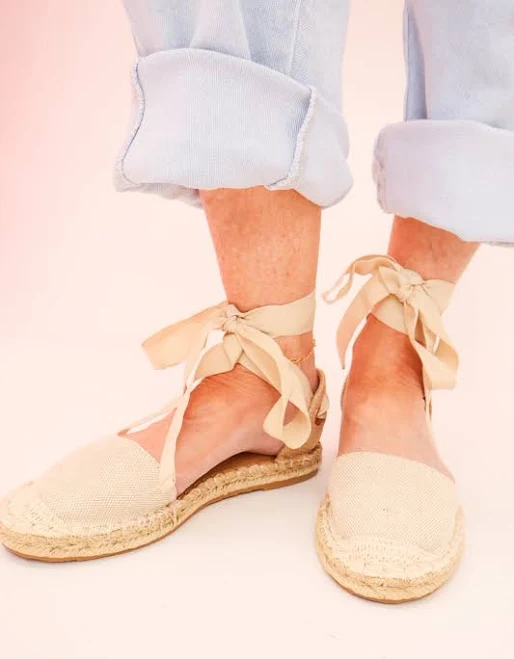 shoes Canvas Ankle Wrap Espadrille Flats Moda Boutique $21