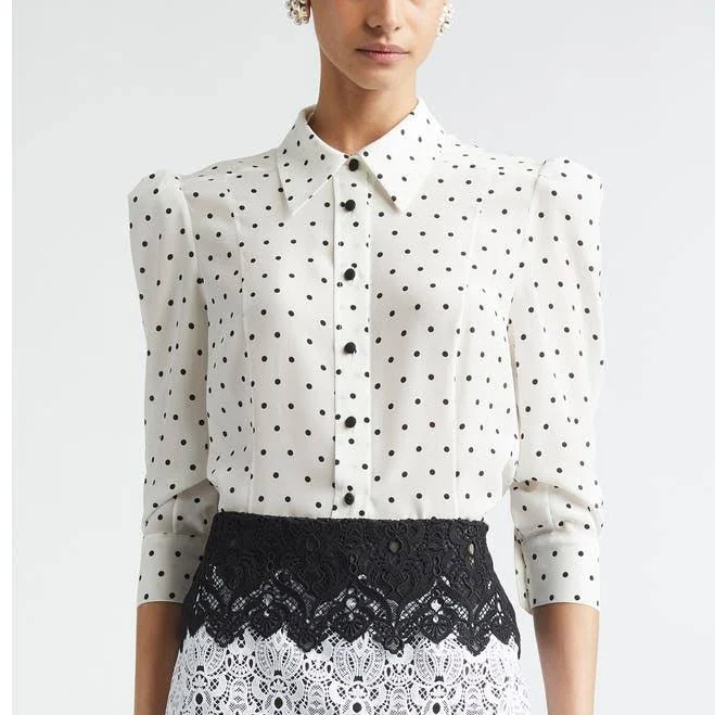 blouse Carolina Herrera Women's Polka Dot Silk Button-Up Shirt Nordstrom $1590