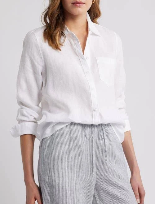 top Caslon Casual Linen Button-Up Shirt Nordstrom $69.5