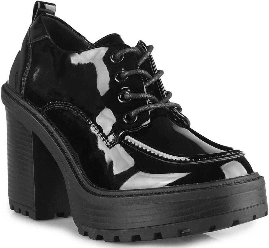 shoes Chunky Platform Patent Leatherette Loafers Unique Vintage $38