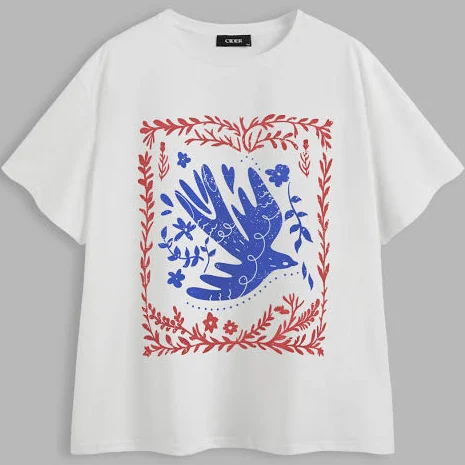 top CIDER Cotton-Blend Knit Bird Graphic Curve & Plus Tee Womens Casual Cider $22.9