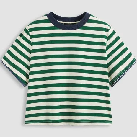 t-shirt CIDER Women's Oversized Cotton-Blend Knit Fabric Stripe Tee Cider $19.9