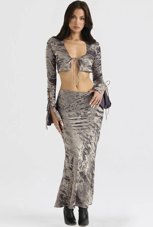 skirt Clara Pewter Bias Cut Midi Skirt House of CB $105
