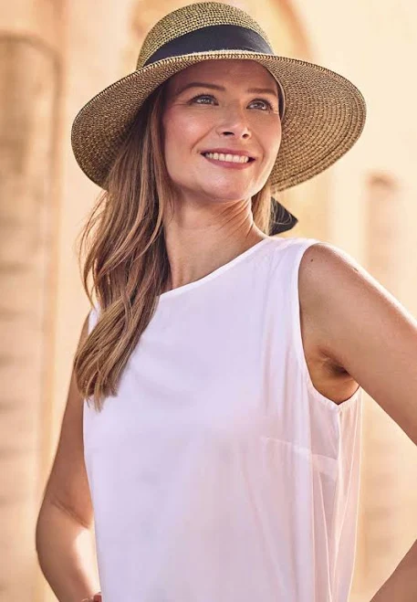accessory Clara Wide Brim Hat with Ribbon coolibar.com $51.75