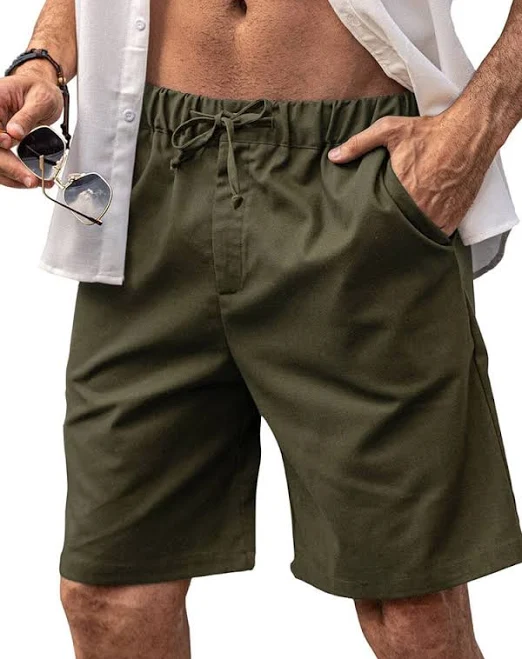 shorts Classic Elastic Waist Linen Shorts Coofandy $50.99