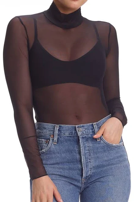 top Commando Women's Chic Mesh Long Sleeve Turtleneck Classic Shapewear $81.03