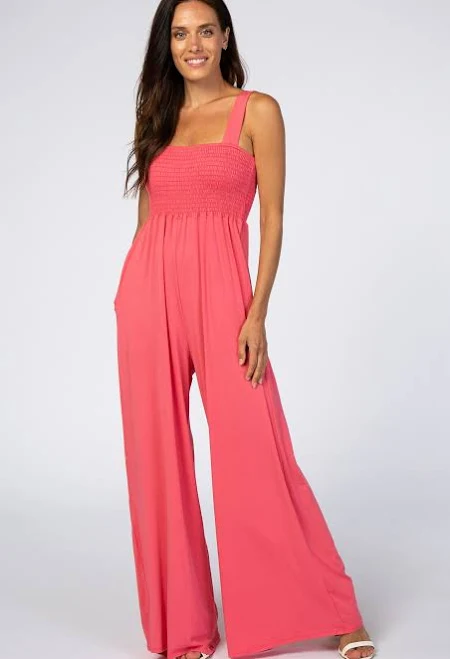 jumpsuit Coral Sleeveless Wide Leg Jumpsuit PinkBlush Maternity $46