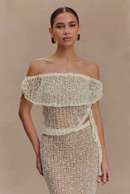 top Cordelia Off Shoulder Knit Top meshki.us $48