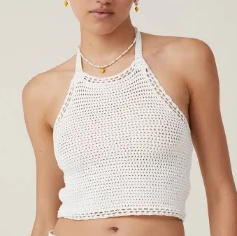 crop top Cotton On Women's Crochet Scallop Halter Knit Cotton On $10
