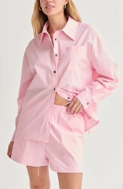 two piece set Crescent Women's Oversized Poplin Shirt Two Piece Set Nordstrom $102