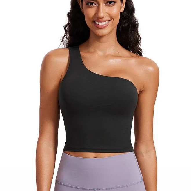 one shoulder top CRZ YOGA Butterluxe Women's Built in Bra One Shoulder Tank crz yoga $32