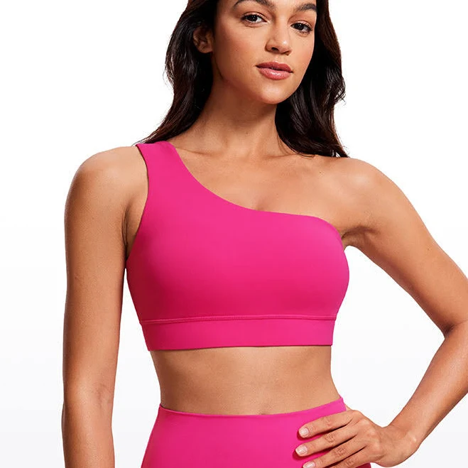 one shoulder top CRZ YOGA Butterluxe Womens One Shoulder Sports Bra Asymmetrical Padded crz yoga $22