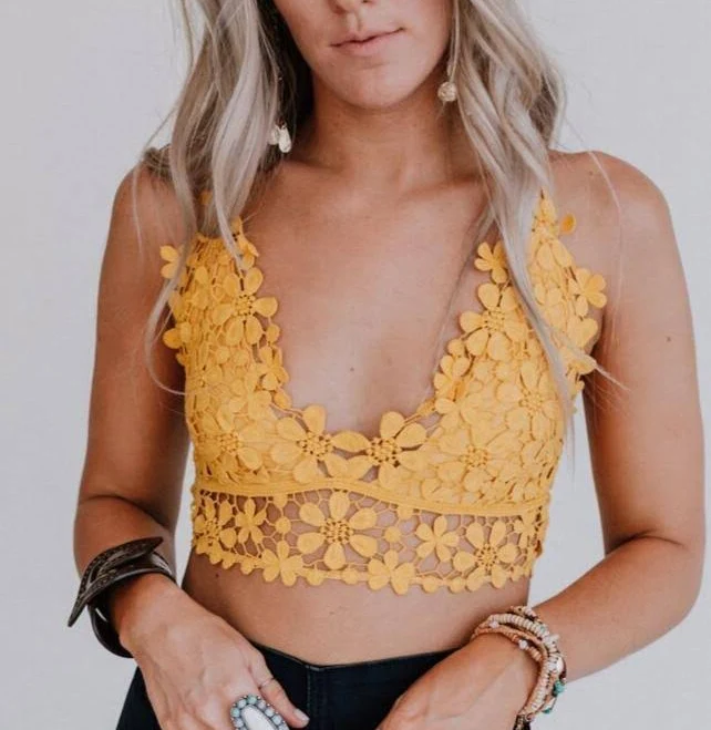 crop top Dainty Daisy Crochet Bralette Three Bird Nest $29
