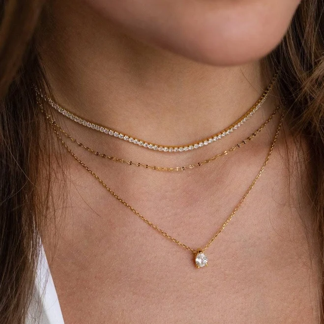 accessory Dainty Diamond Layered Chain Necklaces Set Caitlyn Minimalist Caitlyn Minimalist $90.72