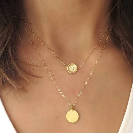 accessory Dainty Layered Gold Coin Necklace Etsy - LandonLacey $32