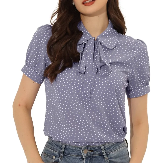 blouse Daring Diva Women's Polka Dot Chiffon Blouse with Tie Bow Walmart $22.99