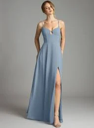 dress Dusty Blue A-Line Sweetheart Neckline Chiffon Dress Azazie.com $29