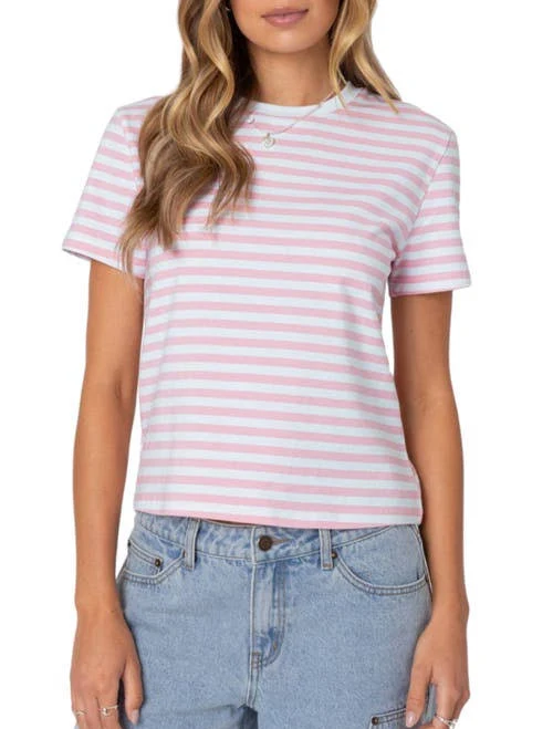 t-shirt Edikted Women's Callahan Striped Stretch Cotton T-Shirt Nordstrom $30.4