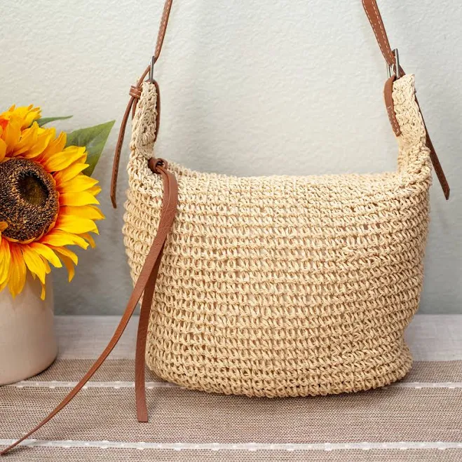 bag Elena Straw Woven Crossbody Bag with Tassle Elena Handbags $42