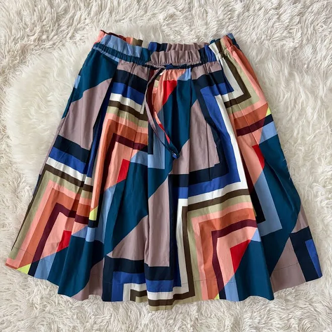 skirt Eloquii Multi-color Geometric Pattern Full Midi Skirt With Pockets, eBay $32