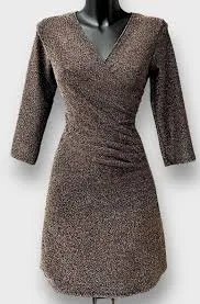 dress ELSHBR Italian Bronze Elegant Shimmering Wrap Dress LOOWIE shoploowie.com $82.5