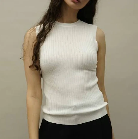 top EMI Rib Knit Sleeveless Fitted Top NINObrand $98