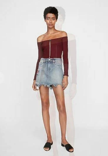 mini skirt Express Women Embroidered Floral Medium Blue Denim A-line Mini Skirt 2 eBay - beautyrec $29.99